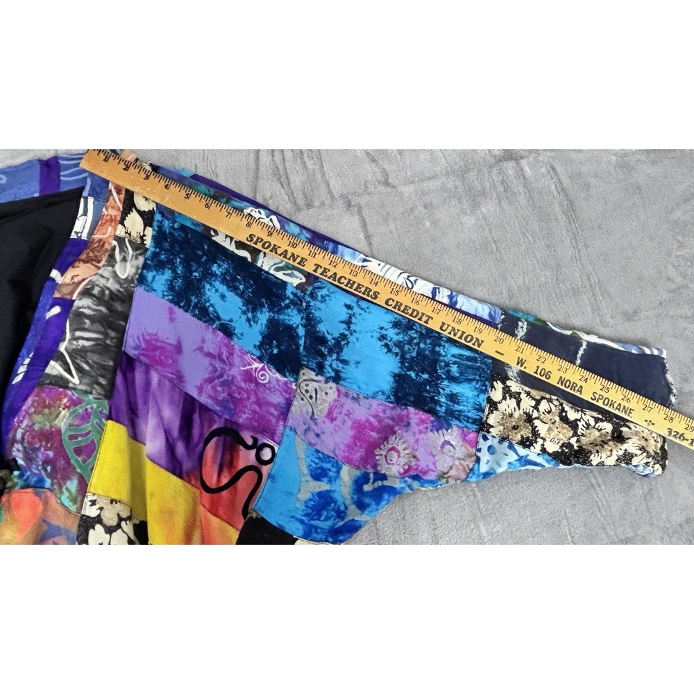 Vintage 80s Patchwork Rayon Batwing Jacket One Size Boho Art To Wear - Picture 5 of 12